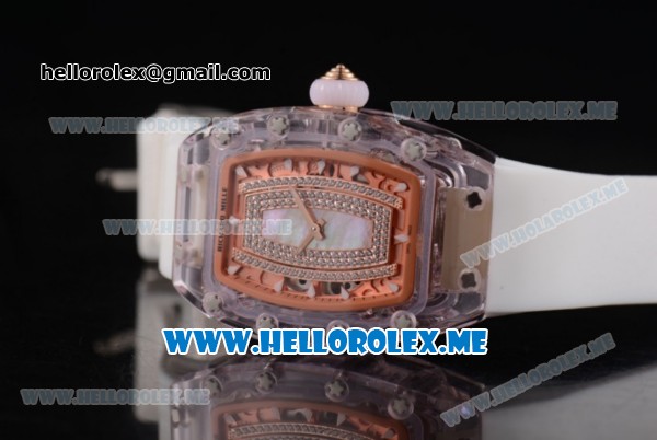 Richard Mille RM 07-02 Miyota 9015 Automatic Pink Sapphire Case with White Rubber Strap and Blue MOP Dial - Click Image to Close